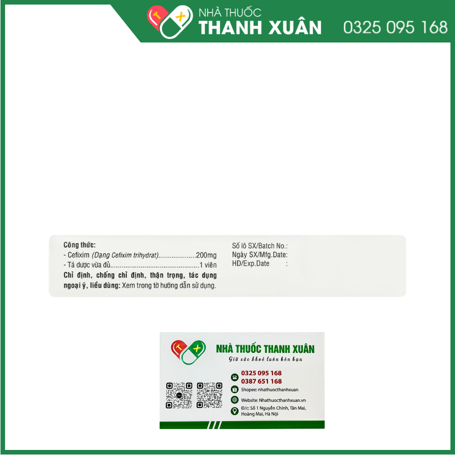 Cefixime 200 Tv.Pharma điều trị các bệnh nhiễm khuẩn đường niệu, viêm thận